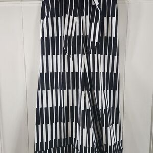 Marimekko Black and White Striped Women's Wide Leg Pant